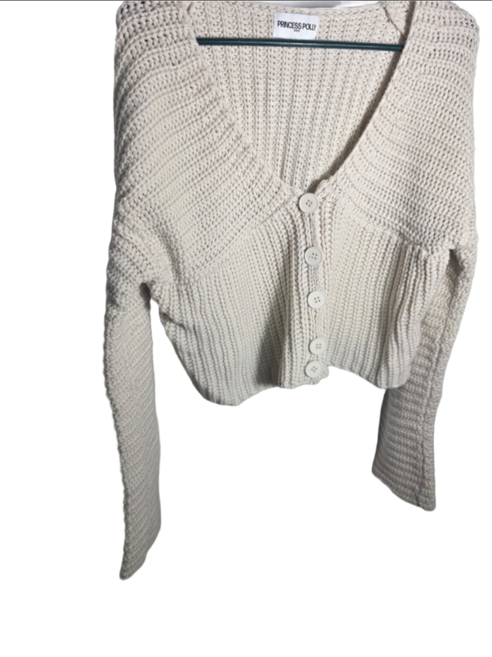 Women's Princess Polly Beige Knit Cardigan Sweater Size XS cottagecore cozy fall